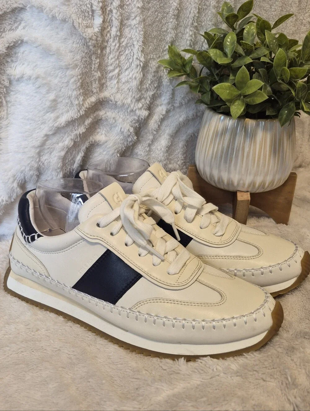 NEW Cole Haan Grandpro Premier Sneakers Women's Sz 9 Ivory/Navy Casual Shoes